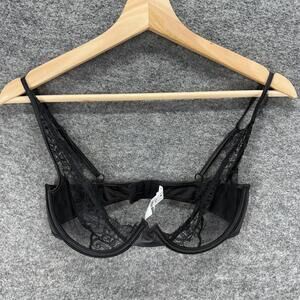 Mapale Bralette Bra Women S Small Black Floral Lace Underwired Sheer Hook & Eye